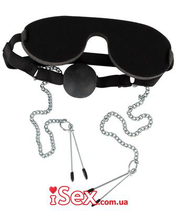  БДСМ-набор Bad Kitty Ball Gag With Nipple Clamps and Mask фото 2604994817