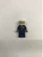 Lego Полицейский в белом шлеме в темно синем костюме с жетоном и карманами на поясе сзади