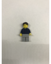 Lego Парень в темно синей рубашке в клеточку и серых штанах фото 1794804365
