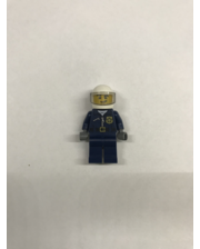 Lego Полицейский в белом шлеме в темно синем костюме с жетоном и карманами на поясе сзади фото 930553909