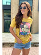  Хлопковая футболка женская с принтом Микки и надписью LUREX - горчичный цвет, M (есть размеры)