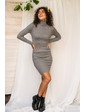  Короткое платье-водолазка трикотаж лапша LUREX - серый цвет, M (есть размеры)