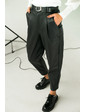  Теплые кожаные брюки с защипами PERRY - черный цвет, L (есть размеры)
