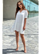  Необычное платье over-size с коротким рукавом VOOL Style - белый цвет, L (есть размеры)