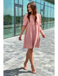  Необычное платье over-size с коротким рукавом VOOL Style - пудра цвет, S (есть размеры)