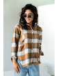 Женская рубашка в клетку из плотной ткани Crep - коричневый цвет, S (есть размеры)