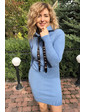  Теплое трикотажное платье с капюшоном LUREX - голубой цвет, M (есть размеры)