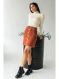  Трикотажная мини-юбка с нарисованными пуговицами и карманами LUREX - коричневый цвет, S (есть размеры)