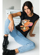  Женская коттоновая футболка с рисунком в стиле Pop-Art LUREX - черный цвет, M (есть размеры)