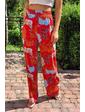  Летние брюки женские палаццо Crep - коралловый цвет, L (есть размеры)
