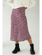  Атласная юбка миди с акварельным принтом Crep - коралловый цвет, L (есть размеры)
