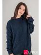  Теплый свитер крупной вязки ромбы LUREX - темно-синий цвет, XL (есть размеры)