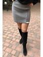  Ассиметричная трикотажная юбка с пуговицами и белой полоской LUREX - серый цвет, M (есть размеры)