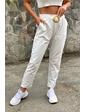  Актуальные женские штаны с поясом YJX - белый цвет, M (есть размеры)