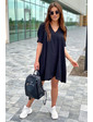  Необычное платье over-size с коротким рукавом VOOL Style - черный цвет, S (есть размеры)