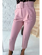  Актуальные брюки с поясом и карманами YARE - пудра цвет, L (есть размеры)