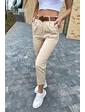  Модные женские джинсы летние с поясом PERRY - бежевый цвет, S (есть размеры)