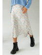 Атласная юбка миди с акварельным принтом Crep - молочный цвет, M (есть размеры)
