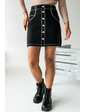  Трикотажная мини-юбка с нарисованными пуговицами и карманами LUREX - черный цвет, M (есть размеры)