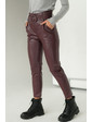  Нарядные кожаные брюки с ремнем пряжкой MiLanSheng - бордо цвет, XL (есть размеры)