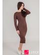  Облегающее платье вязки косичка LUREX - коричневый цвет, M (есть размеры)