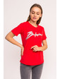  Женская футболка с блестящей надписью LUREX - красный цвет, L (есть размеры) S