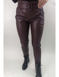  Нарядные кожаные брюки с ремнем пряжкой MiLanSheng - бордо цвет, XXL (есть размеры)