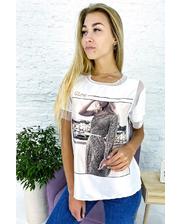  Модная футболка с принтом и вставками из евросетки Crep - белый цвет, S (есть размеры) M фото 1633856150