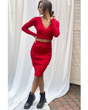  Юбочный костюм с глубоким вырезом Vinceotto - красный цвет, S/M (есть размеры) фото 4201294707