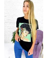  Молодежная футболка с принтом и блестящим декором Crep - черный цвет, M (есть размеры) фото 532512929