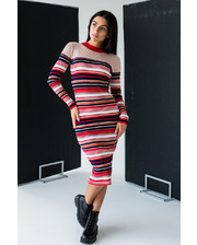  Платье лапша в цветную полоску LUREX - бежевый цвет, S (есть размеры) фото 835267047