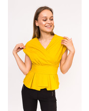  Оригинальная блузка с пояском YI MEI SI - желтый цвет, M (есть размеры) фото 2340100277