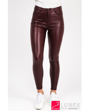  Бордовые стрейчевые брюки под кожу Eleganth Deluxe - бордо цвет, 38р (есть размеры) фото 2277382017