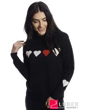  Кофта с сердечками на груди и рукавах LUREX - черный цвет, S (есть размеры) фото 3179021414