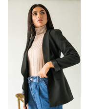  Классический стильный пиджак без пуговиц LUREX - черный цвет, L (есть размеры) фото 4017134274