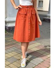  Модная юбка-миди с накладными карманами LUREX - терракотовый цвет, M (есть размеры) фото 4086308619