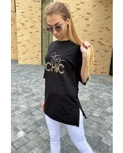  Длинная футболка женская Stay Chic Crep - черный цвет, M (есть размеры) фото 2543829212