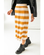  Длинная трикотажная юбка с широкими полосками LUREX - горчичный цвет, S (есть размеры) фото 2929308553
