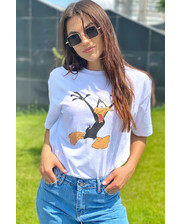 Популярная футболка с Даффи Дак LUREX - белый цвет, L (есть размеры) фото 3165501194