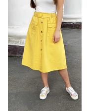  Модная юбка-миди с накладными карманами LUREX - желтый цвет, M (есть размеры) фото 3482560743