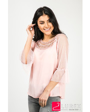  Шифоновая блуза с рукавами из фатина - розовый цвет, L (есть размеры) фото 2423817082