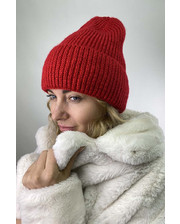  Теплая трикотажная шапка с отворотом LUREX - красный цвет, M (есть размеры) фото 67272110