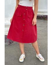  Модная юбка-миди с накладными карманами LUREX - бордо цвет, M (есть размеры) фото 3011275428