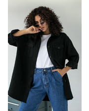  Рубашка пальто с карманами OVER SIZE Clew - черный цвет, L (есть размеры) M фото 769238375