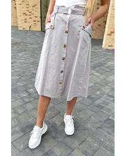  Летняя юбка миди с оригинальным поясом LUREX - серый цвет, M (есть размеры) фото 3302624564