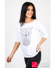  Лонгслив-футболка с принтом совы F.MODA - белый цвет, S/M (есть размеры) фото 645518583