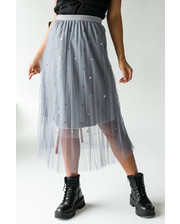  Фатиновая юбка с блестками LUREX - серый цвет, L (есть размеры) M фото 2102390443