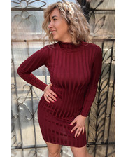  Короткое платье-водолазка трикотаж лапша LUREX - бордо цвет, S (есть размеры) фото 439651561