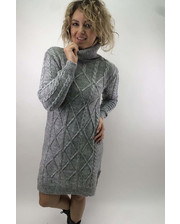  Платье-туника с узором косичек и ромбов LUREX - серый цвет, M (есть размеры) фото 950244285