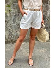  Женские летние шорты с плетеным поясом YJX - белый цвет, M (есть размеры) фото 2828893283